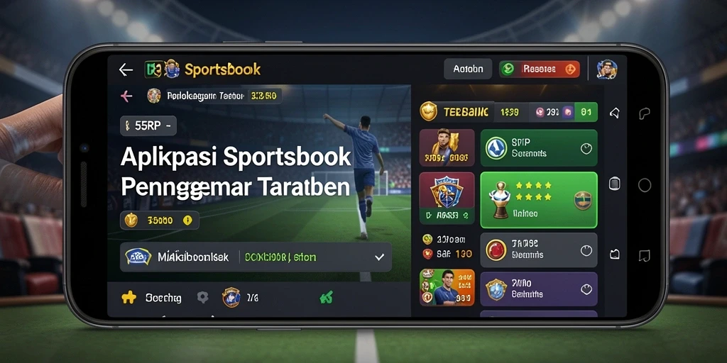Tampilan menarik dari aplikasi Sportsbook 55RP yang menawarkan taruhan real-time.