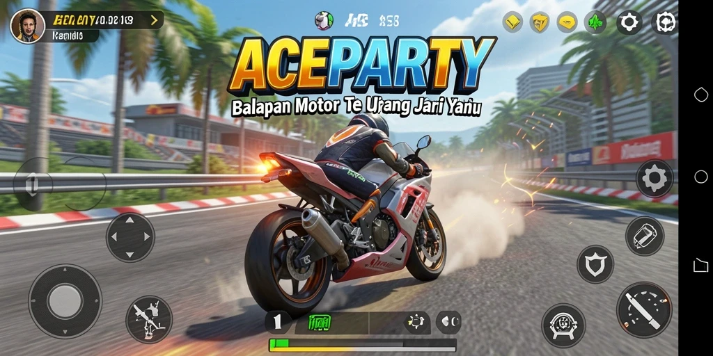 Screenshot dari gameplay balapan motor yang seru.