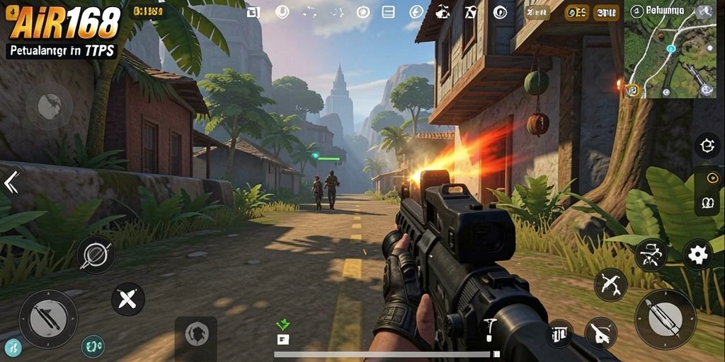 Screenshot utama AIR168 menampilkan aksi gameplay TPS yang mendebarkan.