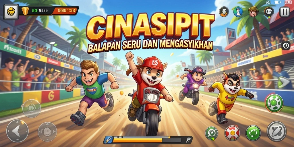 Screenshot CINASIPIT menampilkan aksi balapan yang mendebarkan.