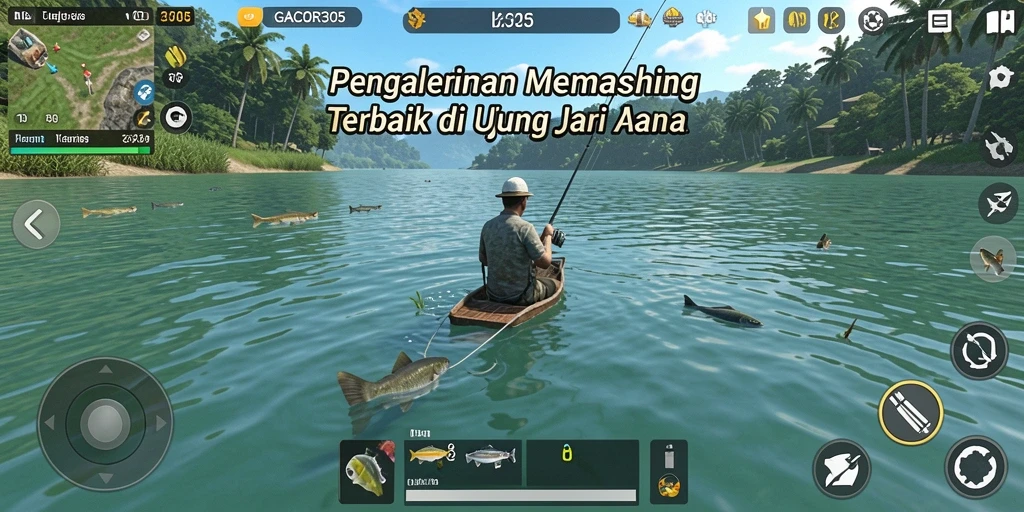 Screenshot gameplay GACOR305 menampilkan momen memancing yang intens.