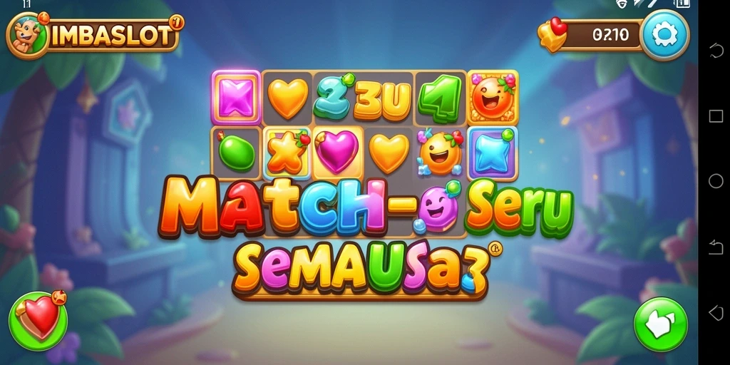 Screenshot gameplay IMBASLOT menampilkan aksi mencocokkan objek.