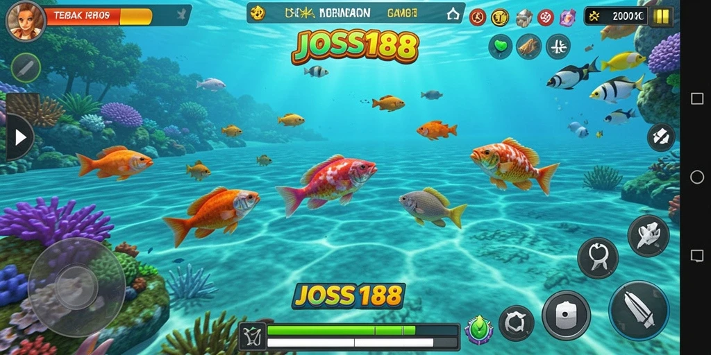 Tampilkan gameplay seru dalam JOSS188 dengan berbagai ikan yang dapat ditangkap.