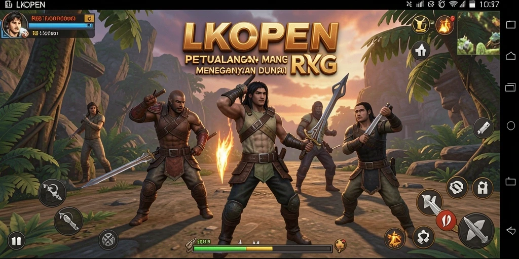 Tampilan aksi epic dalam gameplay RPG di LKOPEN.
