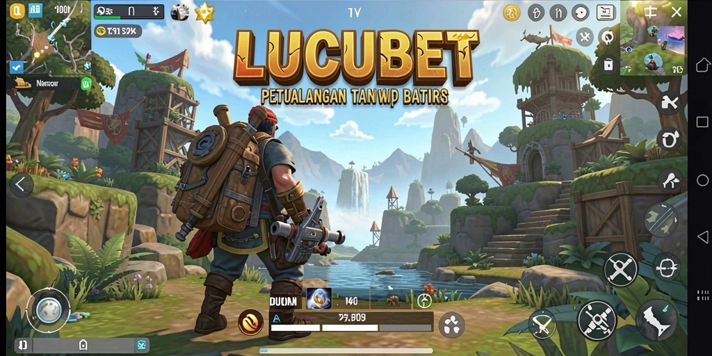 Tampilan gameplay LUCUBET yang menampilkan dunia terbuka yang luas.