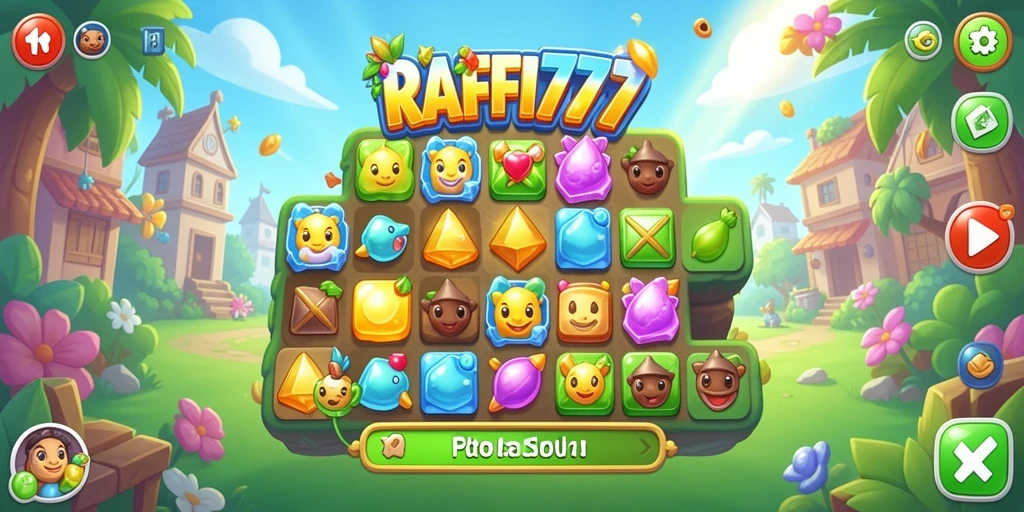 Tampilan gameplay seru RAFFI777 dalam genre Match-3.