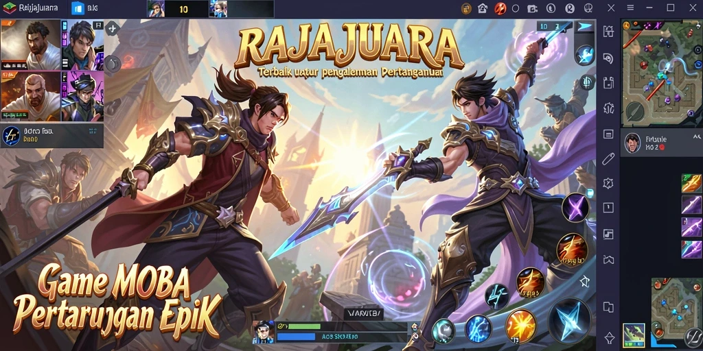 Tampilan seru gameplay RAJAJUARA dalam pertempuran tim.