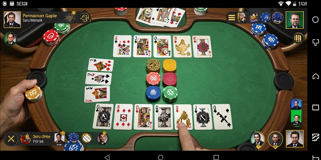 Screenshot gameplay SE328 menampilkan aksi seru dalam permainan Gaple.