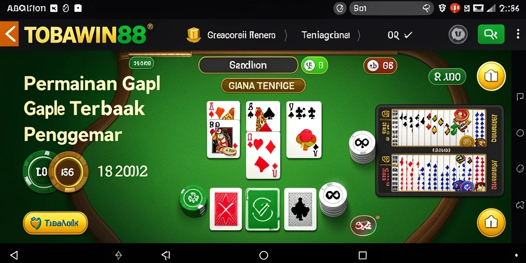 Tampilan gameplay seru TOBAWIN88 saat bermain Gaple.
