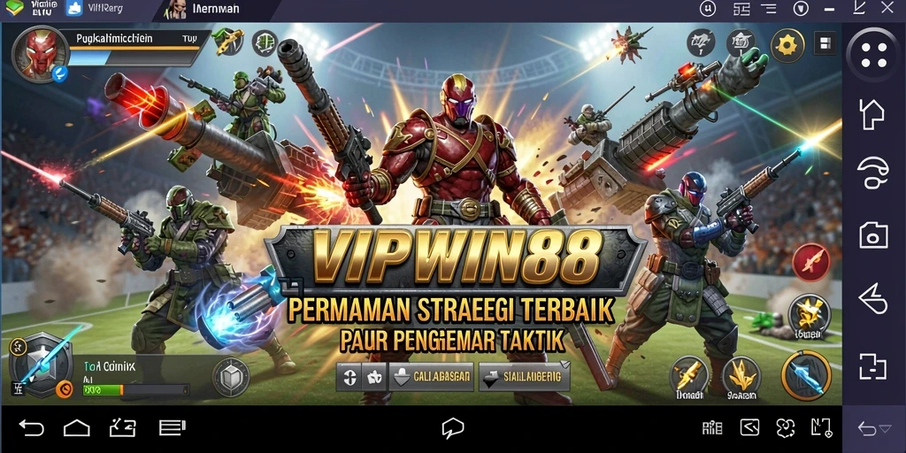 Screenshot gameplay <strong>VIPWIN88</strong> menampilkan pertempuran strategis yang intens.