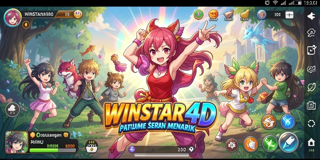 Screenshot gameplay WINSTAR4D menampilkan karakter Anime yang beraksi.